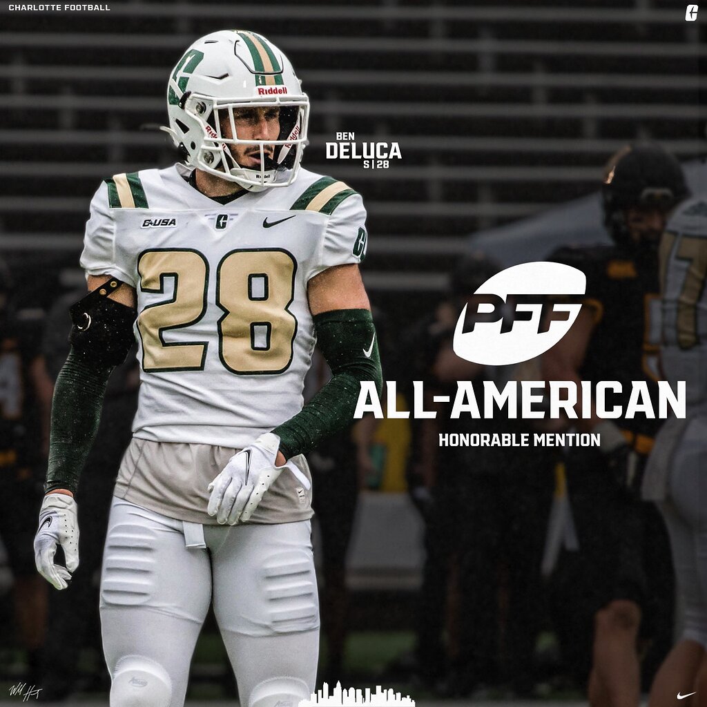 Ben Deluca - PFF HM All American - Charlotte 49er Football